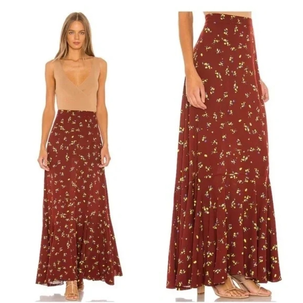 Free People Floral Maxi Skirt - Red 6